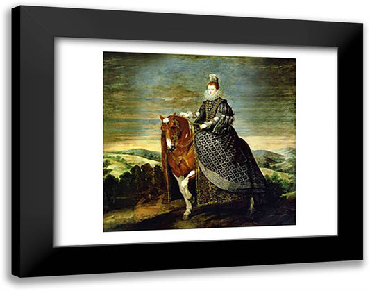 Portrait of Queen Margaret of Austria 28x22 Black Modern Wood Framed Art Print Poster by Velazquez, Diego