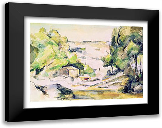 Countryside in Provence 28x22 Black Modern Wood Framed Art Print Poster by Cezanne, Paul