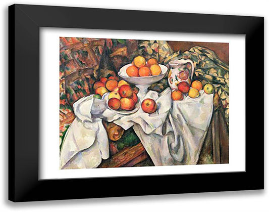 Apples and Oranges 28x22 Black Modern Wood Framed Art Print Poster by Cezanne, Paul