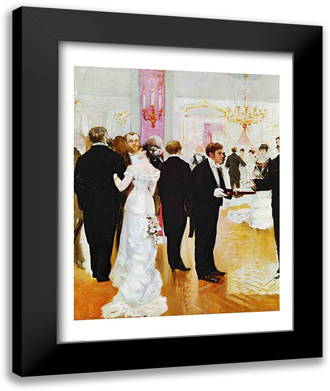The Wedding Reception 22x28 Black Modern Wood Framed Art Print Poster by Beraud, Jean