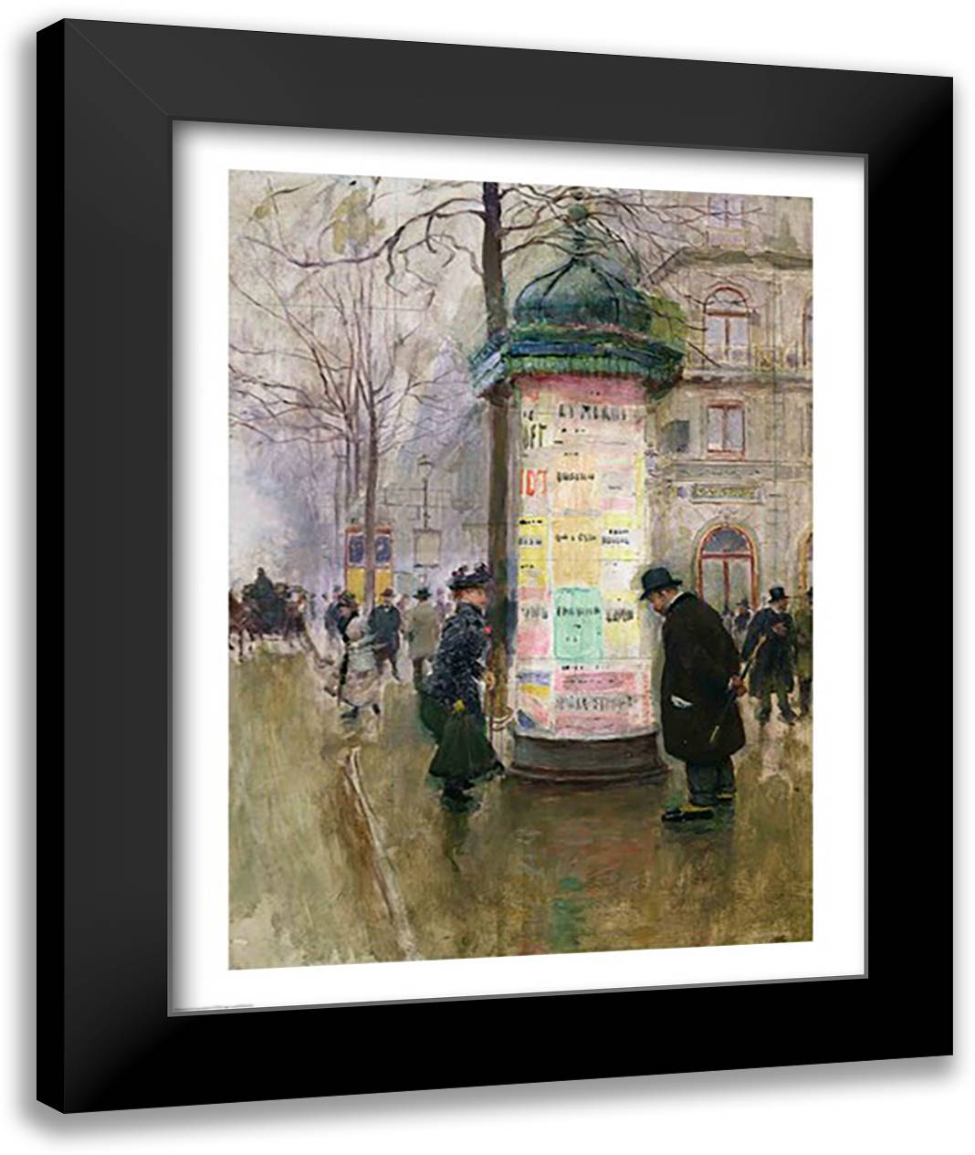 The Colonne Morris 22x28 Black Modern Wood Framed Art Print Poster by Beraud, Jean