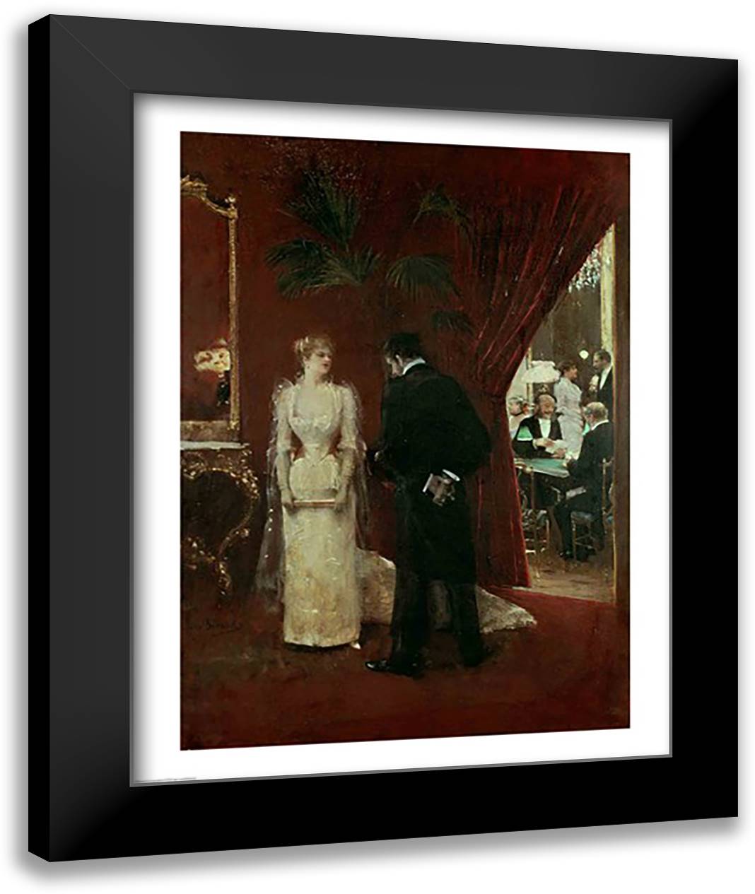 The Private Conversation, 1904 22x28 Black Modern Wood Framed Art Print Poster by Beraud, Jean