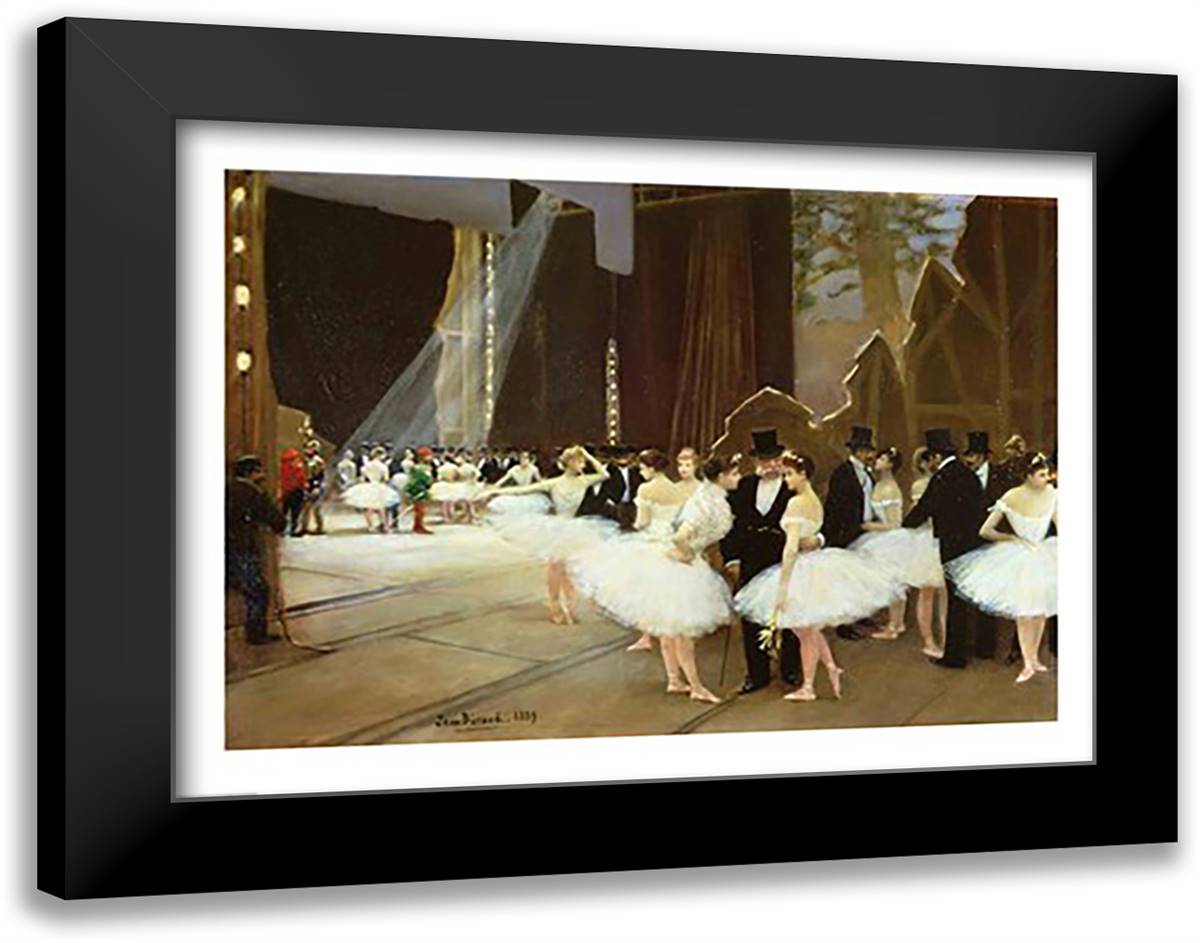 In the Wings at the Opera House, 1889 28x22 Black Modern Wood Framed Art Print Poster by Beraud, Jean