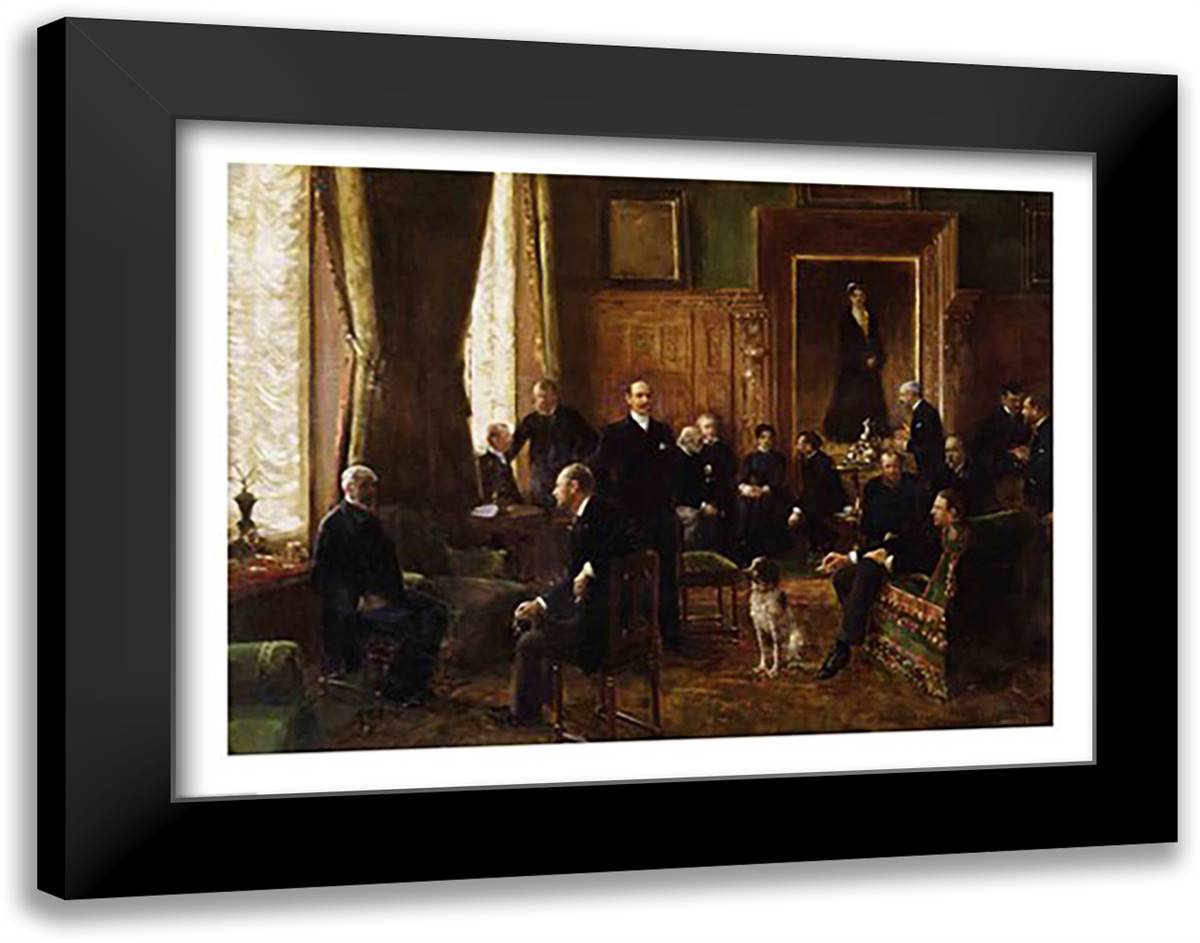 The Salon of the Countess Potocka, 1887 28x22 Black Modern Wood Framed Art Print Poster by Beraud, Jean