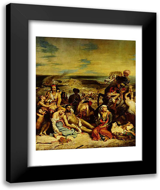 Scenes from the Massacre of Chios, 1822 22x28 Black Modern Wood Framed Art Print Poster by Delacroix, Eugene
