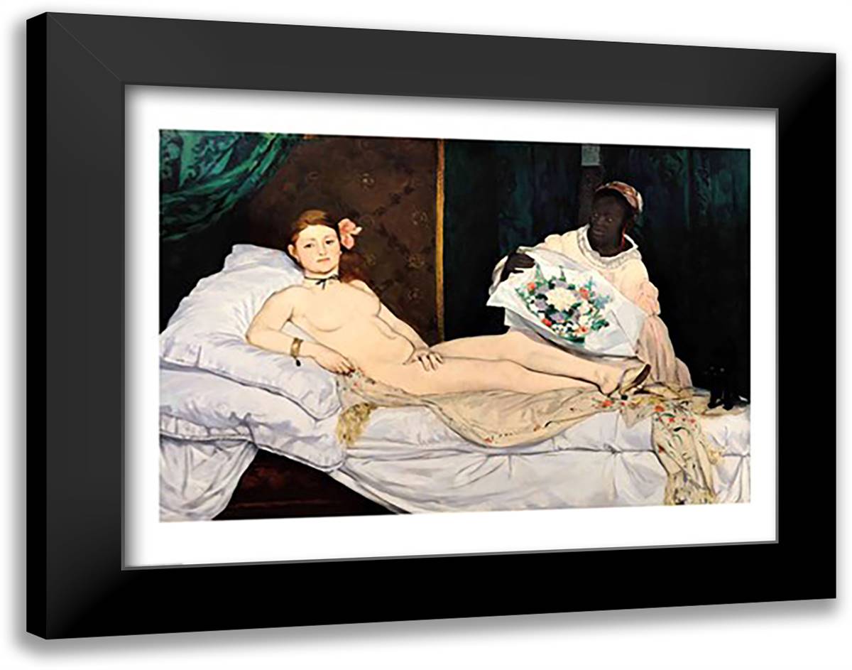 Olympia, 1863 28x22 Black Modern Wood Framed Art Print Poster by Manet, Edouard