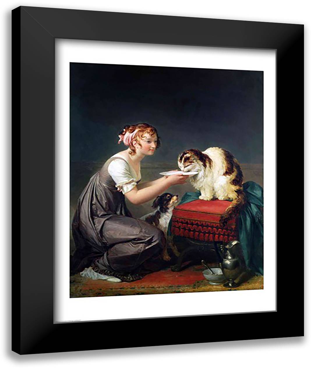 The Cat's Lunch 22x28 Black Modern Wood Framed Art Print Poster by Gerard, Marguerite