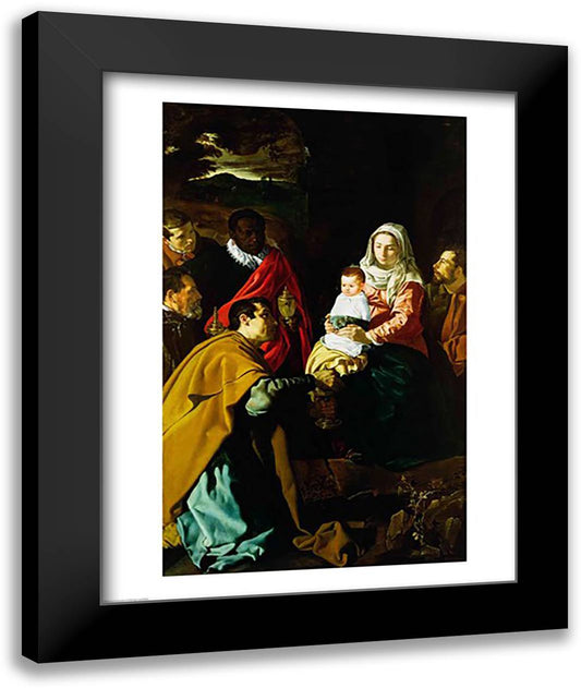Adoration of the Kings, 1619 22x28 Black Modern Wood Framed Art Print Poster by Velazquez, Diego