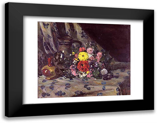 Bouquet of Yellow Dahlias 28x22 Black Modern Wood Framed Art Print Poster by Cezanne, Paul