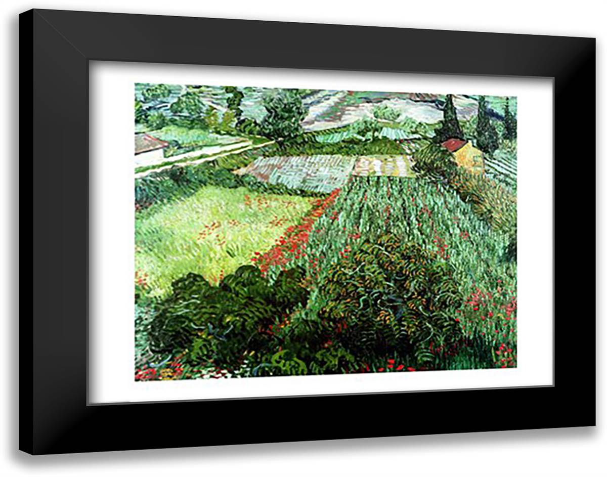 Field with Poppies, 1889 28x22 Black Modern Wood Framed Art Print Poster by Van Gogh, Vincent