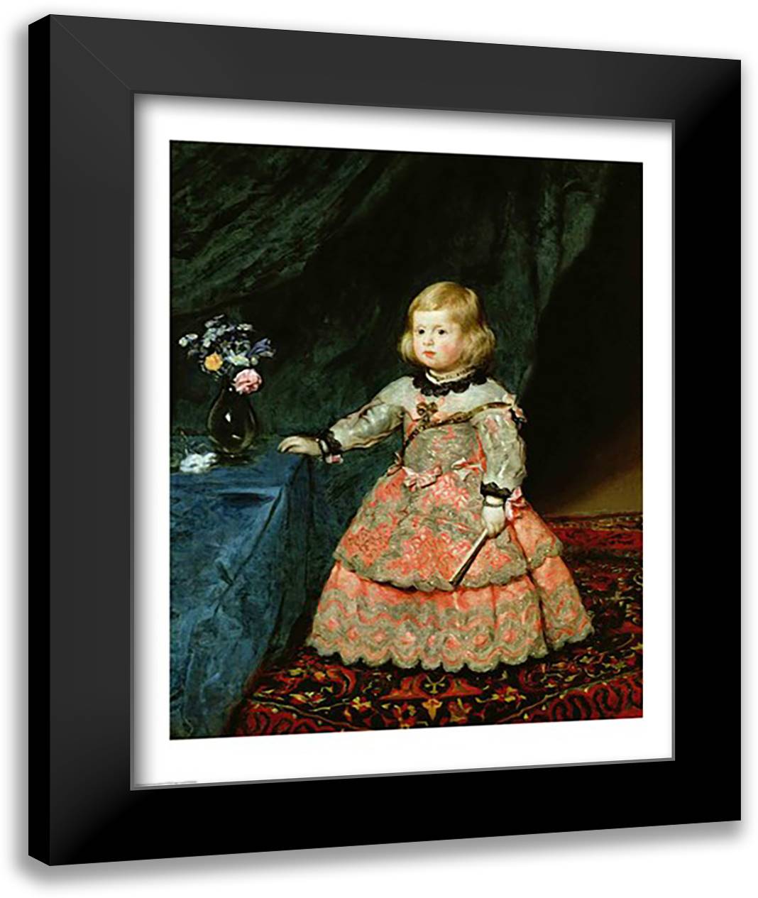 The Infanta Margarita Teresa of Spain in a Red Dress, 1653 22x28 Black Modern Wood Framed Art Print Poster by Velazquez, Diego