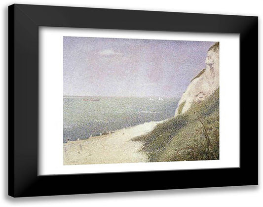 Beach at Bas Butin, Honfleur, 1886 28x22 Black Modern Wood Framed Art Print Poster by Seurat, Georges