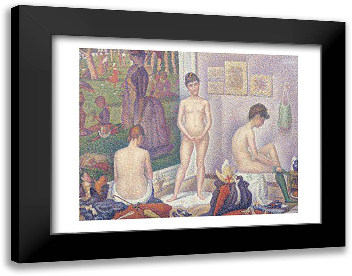 The Models, 1888 28x22 Black Modern Wood Framed Art Print Poster by Seurat, Georges