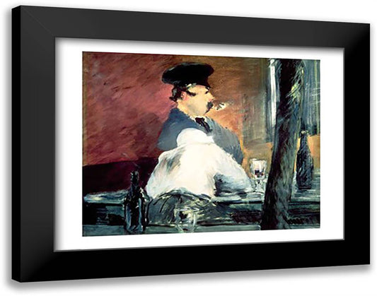 The Bar 28x22 Black Modern Wood Framed Art Print Poster by Manet, Edouard