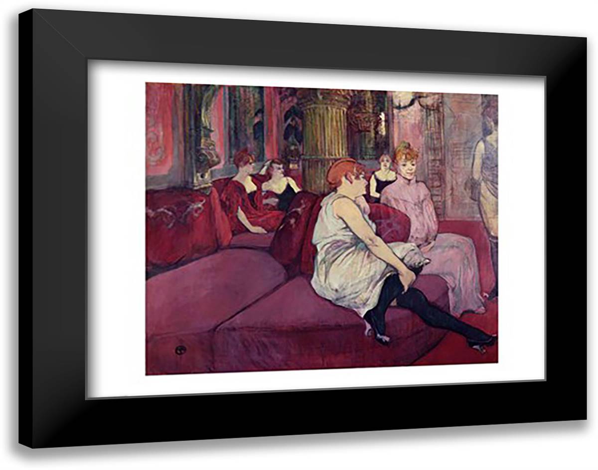 In the Salon at the Rue des Moulins, 1894 28x22 Black Modern Wood Framed Art Print Poster by Toulouse-Lautrec, Henri de
