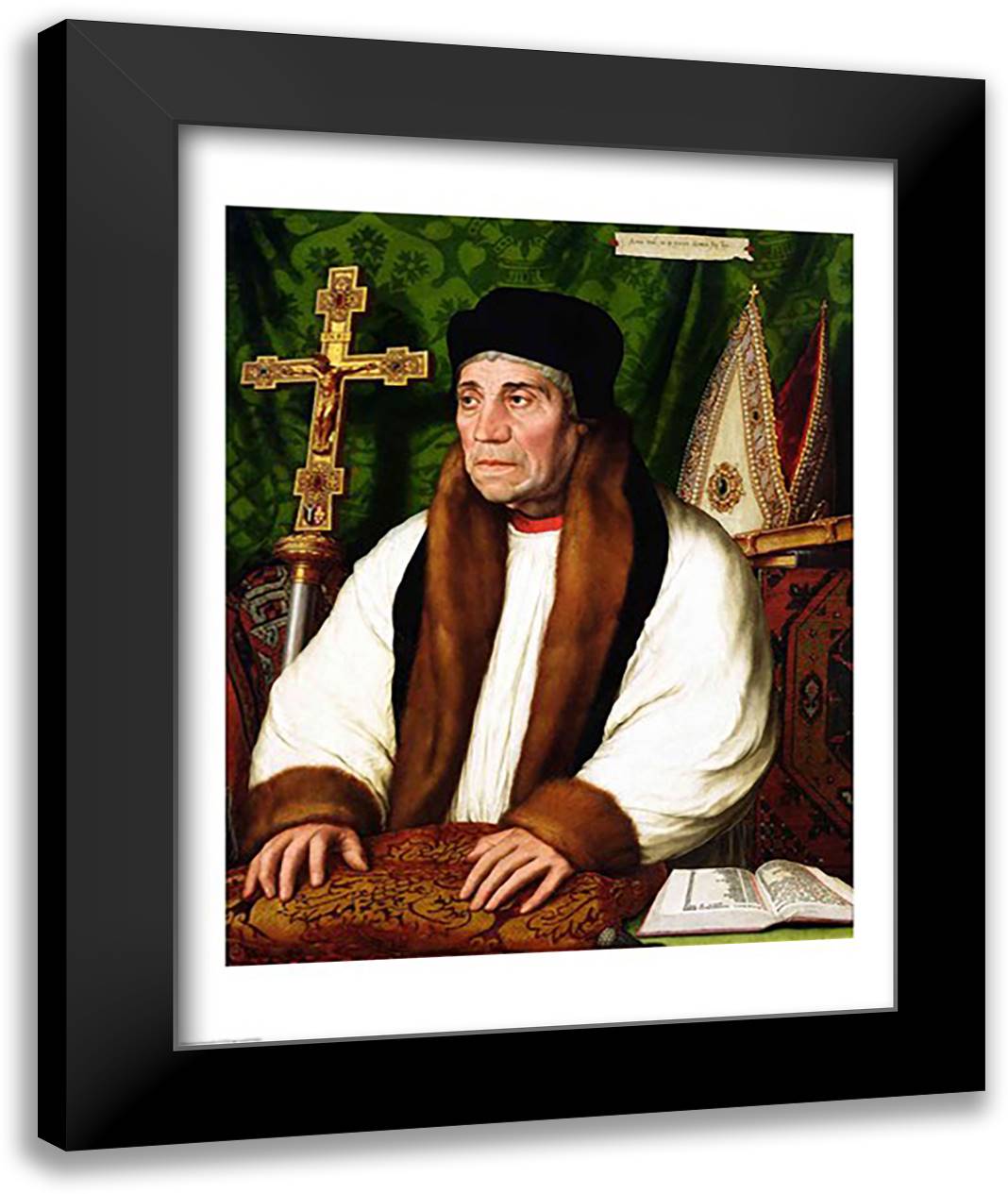 Portrait of William Warham Archbishop of Canterbury, 1527 22x28 Black Modern Wood Framed Art Print Poster by Holbein, Hans