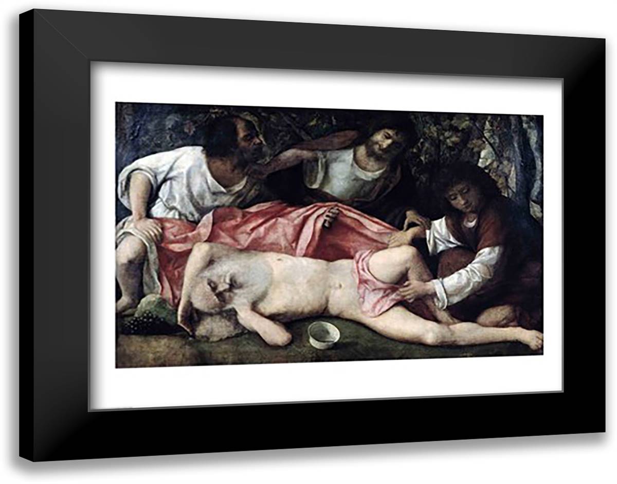 The Mocking of Noah 28x22 Black Modern Wood Framed Art Print Poster by Bellini, Giovanni