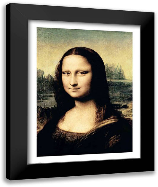 Detail of the Mona Lisa, c.1503-6 22x28 Black Modern Wood Framed Art Print Poster by da Vinci, Leonardo
