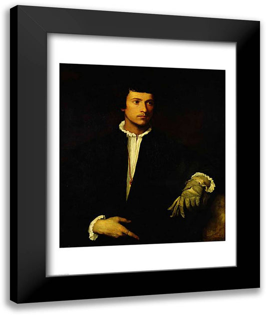 The Man with a Glove, c.1520 22x28 Black Modern Wood Framed Art Print Poster by Titian