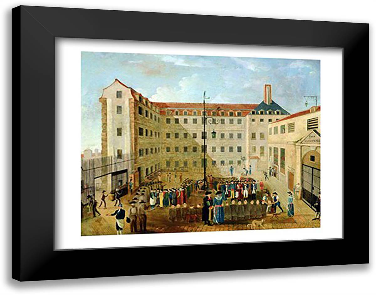 Shackling the Prisoners at Bicetre, 1791 28x22 Black Modern Wood Framed Art Print Poster by Boilly, Louis-Leopold