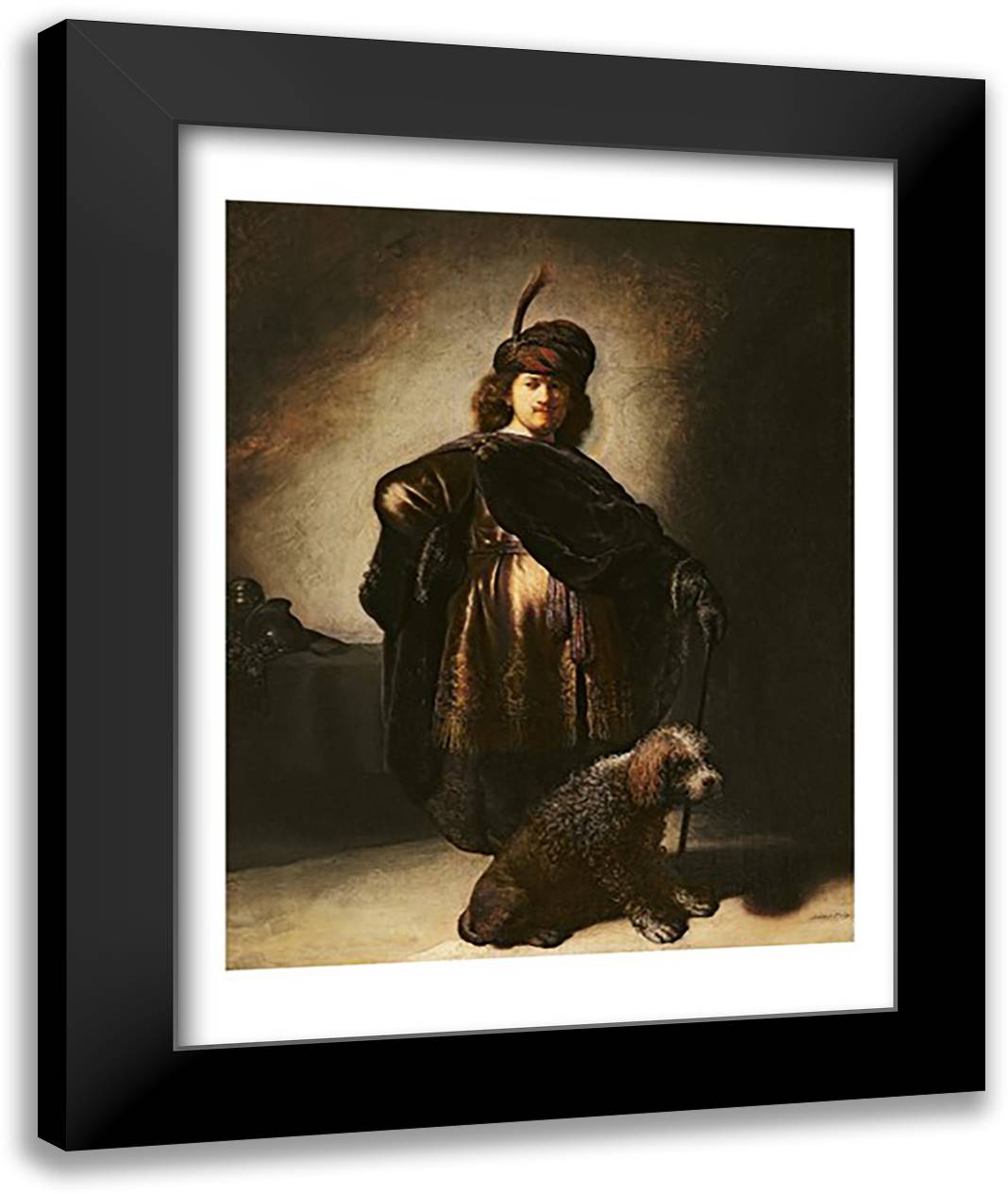 Self Portrait in Oriental Costume, 1631 22x28 Black Modern Wood Framed Art Print Poster by Rembrandt