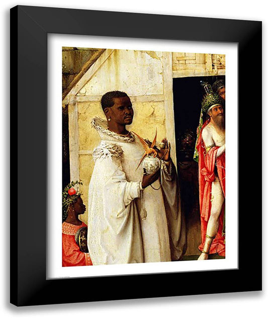The Adoration of the Magi: detail of King Balthazar from the central panel of the triptych, 1510 22x28 Black Modern Wood Framed Art Print Poster by Bosch, Hieronymus