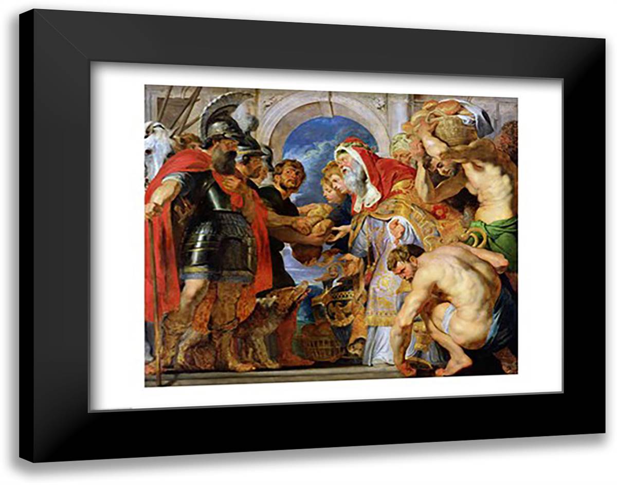Abraham and Melchizedek 28x22 Black Modern Wood Framed Art Print Poster by Rubens, Peter Paul