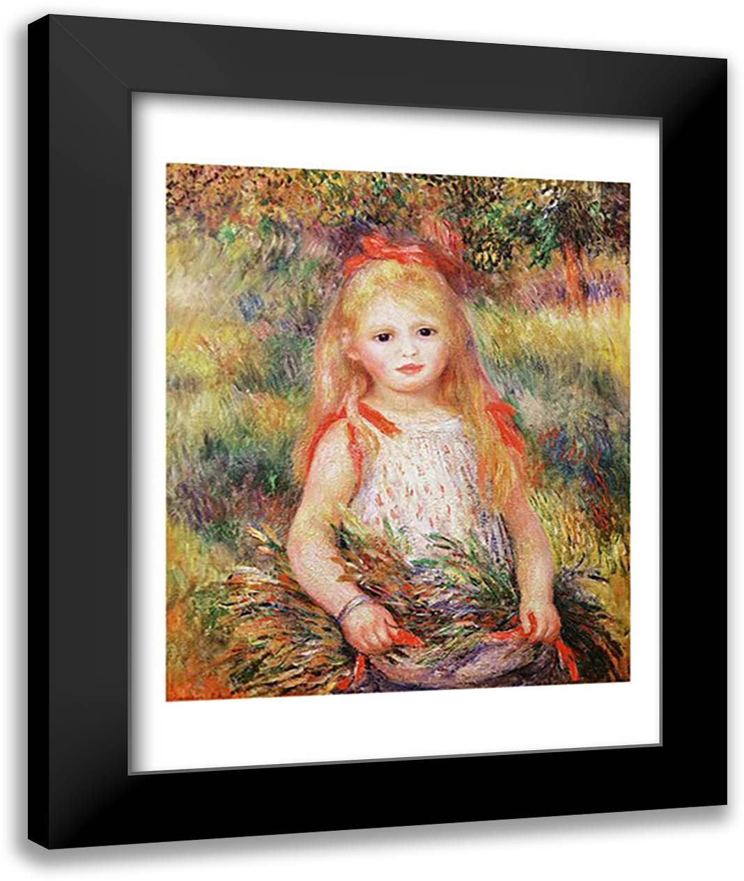 The Little Gleaner, 1888 22x28 Black Modern Wood Framed Art Print Poster by Renoir, Pierre-Auguste