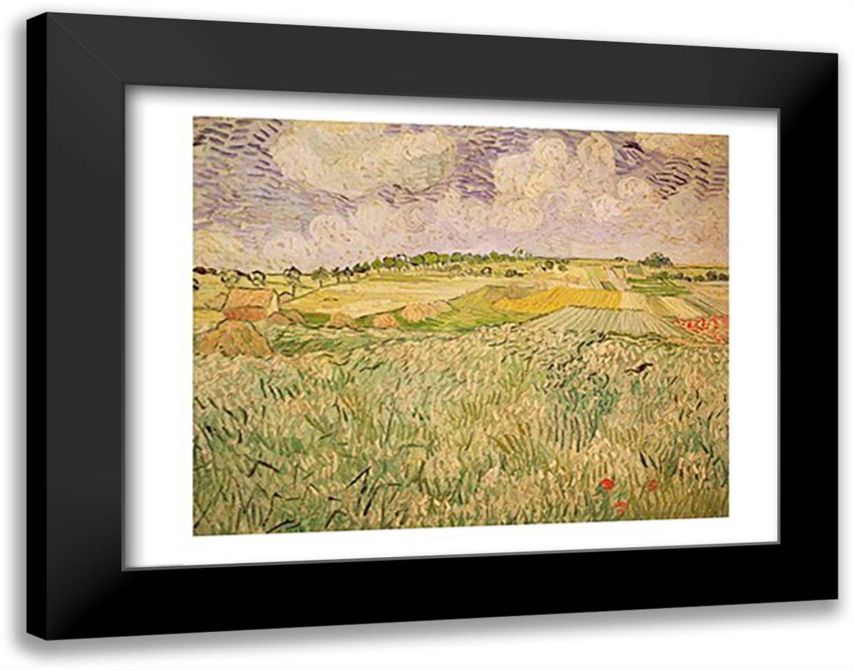 The Plain at Auvers, 1890 28x22 Black Modern Wood Framed Art Print Poster by Van Gogh, Vincent