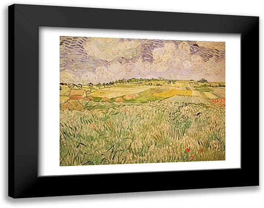 The Plain at Auvers, 1890 28x22 Black Modern Wood Framed Art Print Poster by Van Gogh, Vincent
