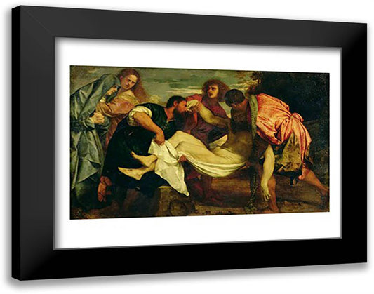 The Entombment of Christ 28x22 Black Modern Wood Framed Art Print Poster by Titian