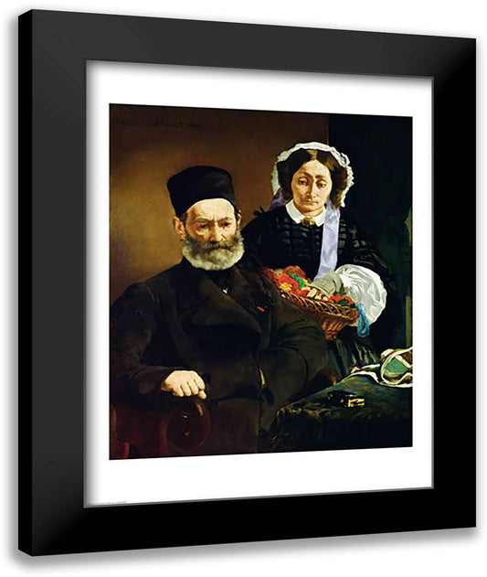Portrait of Monsieur and Madame Auguste Manet, 1860 22x28 Black Modern Wood Framed Art Print Poster by Manet, Edouard