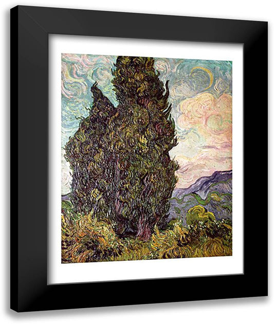 Cypresses, 1889 22x28 Black Modern Wood Framed Art Print Poster by Van Gogh, Vincent