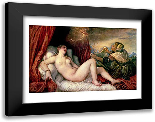 Danae 28x22 Black Modern Wood Framed Art Print Poster by Titian