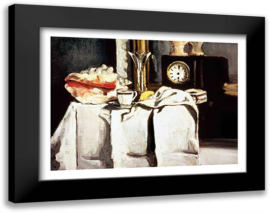 The Black Marble Clock, c.1870 28x22 Black Modern Wood Framed Art Print Poster by Cezanne, Paul