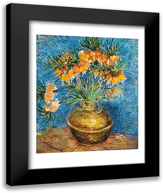 Crown Imperial Fritillaries in a Copper Vase, 1886 22x28 Black Modern Wood Framed Art Print Poster by Van Gogh, Vincent