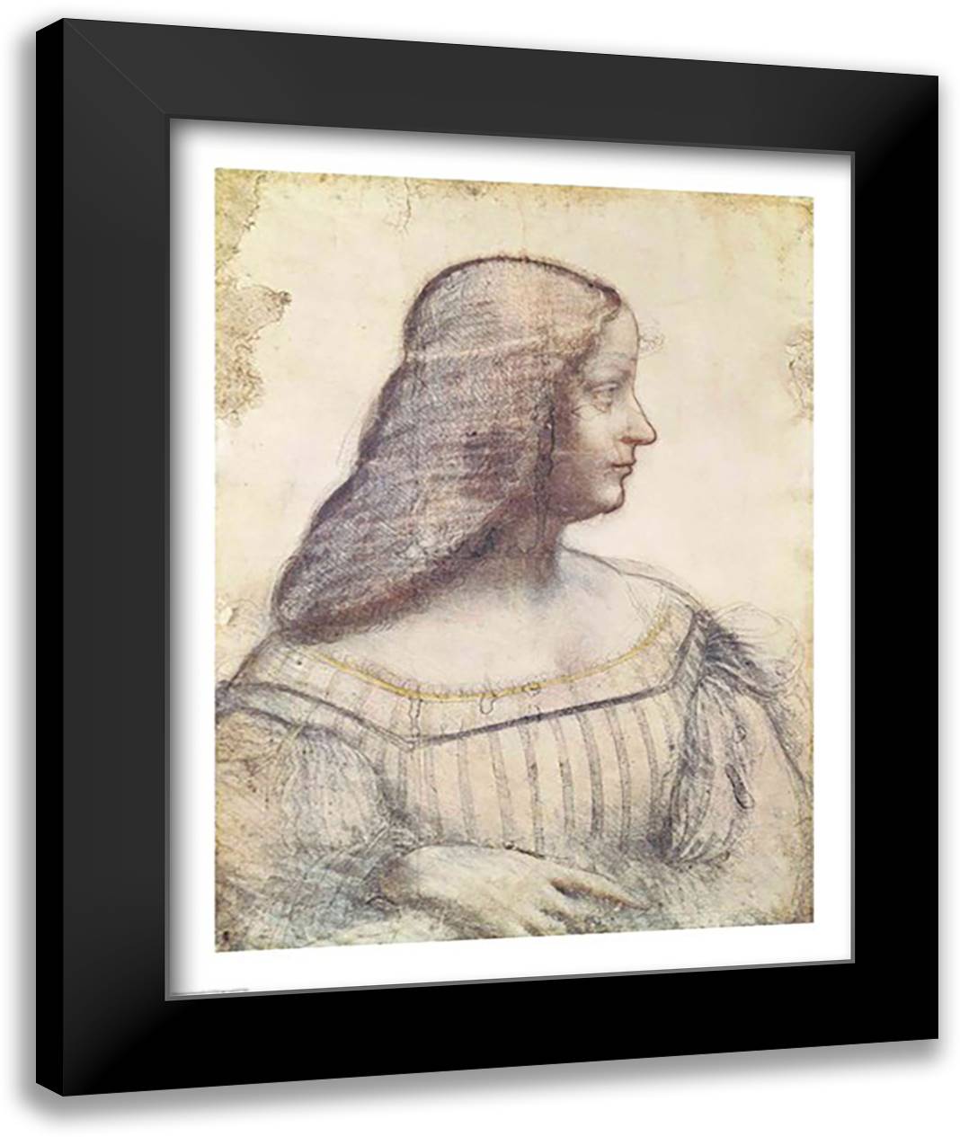 Portrait of Isabella d'Este 22x28 Black Modern Wood Framed Art Print Poster by da Vinci, Leonardo
