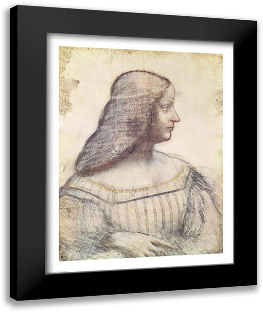 Portrait of Isabella d'Este 22x28 Black Modern Wood Framed Art Print Poster by da Vinci, Leonardo
