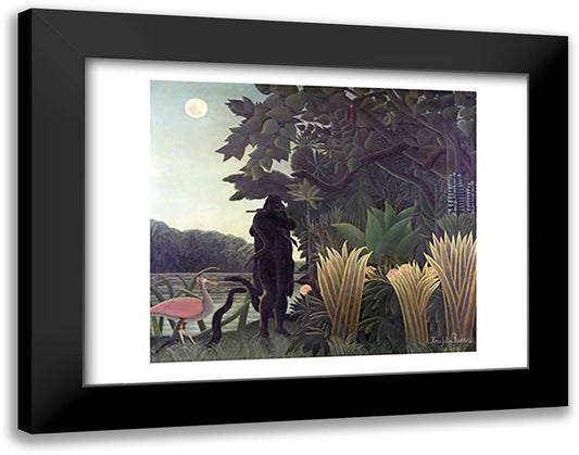 The Snake Charmer, 1907 28x22 Black Modern Wood Framed Art Print Poster by Rousseau, Henri