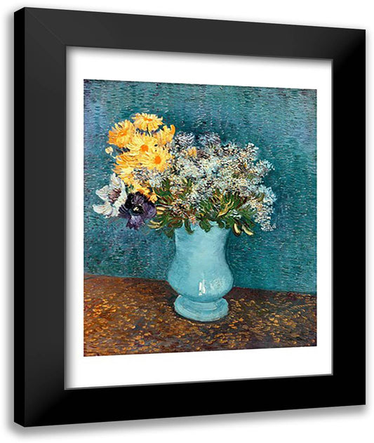 Vase of Flowers, 1887 22x28 Black Modern Wood Framed Art Print Poster by Van Gogh, Vincent