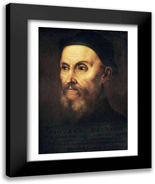 Portrait of John Calvin 22x28 Black Modern Wood Framed Art Print Poster by Titian