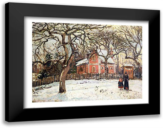 Chestnut Trees at Louveciennes, c.1871-2 28x22 Black Modern Wood Framed Art Print Poster by Pissarro, Camille