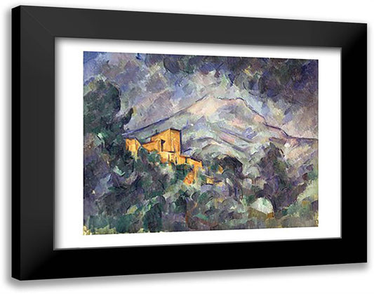 Montagne Sainte-Victoire and the Black Chateau 28x22 Black Modern Wood Framed Art Print Poster by Cezanne, Paul