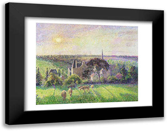 The Church and Farm of Eragny, 1895 28x22 Black Modern Wood Framed Art Print Poster by Pissarro, Camille