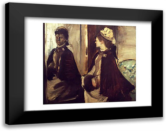 Madame Jeantaud in the mirror 28x22 Black Modern Wood Framed Art Print Poster by Degas, Edgar