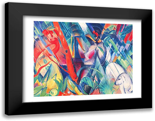 In the Rain, 1912 28x22 Black Modern Wood Framed Art Print Poster by Marc, Franz