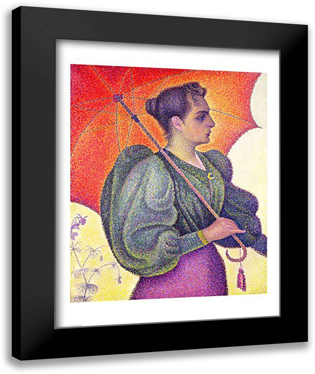 Woman with a Parasol, 1893 22x28 Black Modern Wood Framed Art Print Poster by Signac, Paul