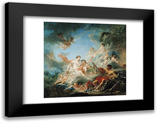 The Forge of Vulcan 28x22 Black Modern Wood Framed Art Print Poster by Boucher, Francois