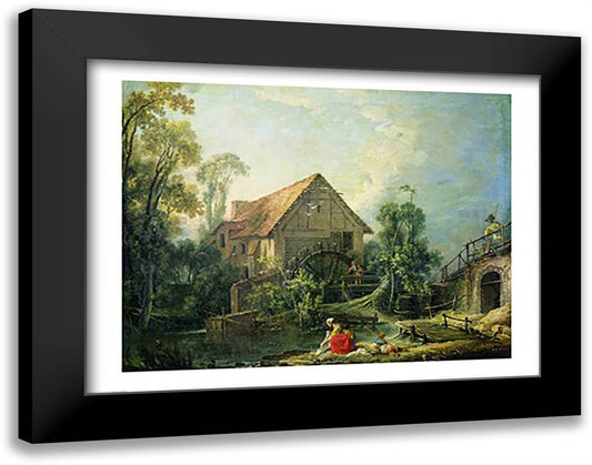 The Mill, 1751 28x22 Black Modern Wood Framed Art Print Poster by Boucher, Francois