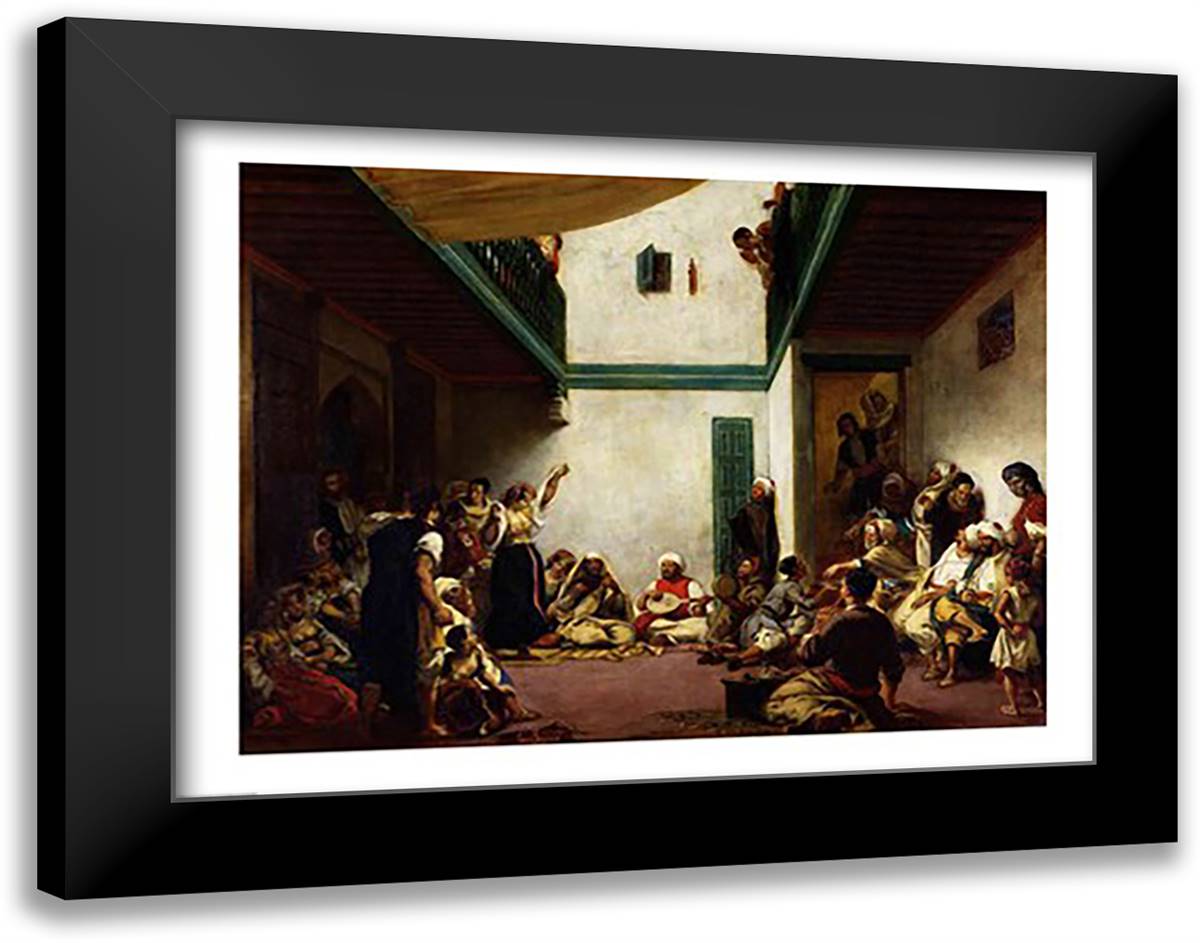 A Jewish wedding in Morocco, 1841 28x22 Black Modern Wood Framed Art Print Poster by Delacroix, Eugene